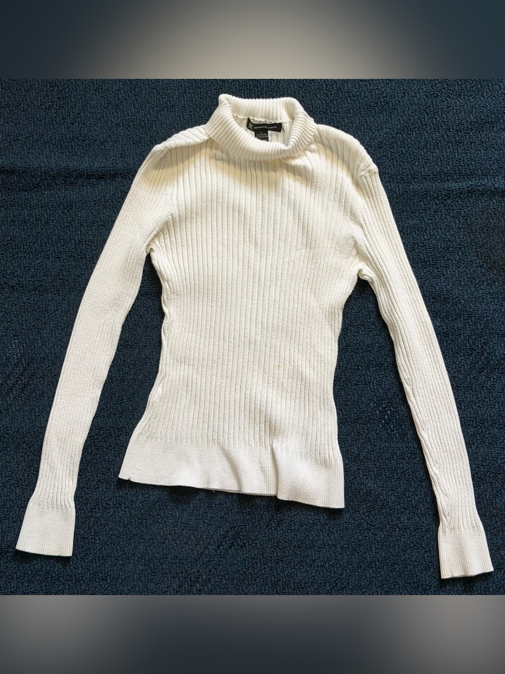 INC International Concepts Cream Ribbed Turtleneck Sweater